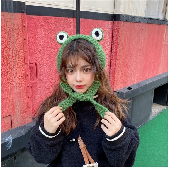 Green Frog Knit Headband & Ear Warmer with Long Ties - Picture 4 of 15